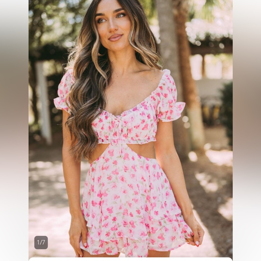 Floral cut out romper